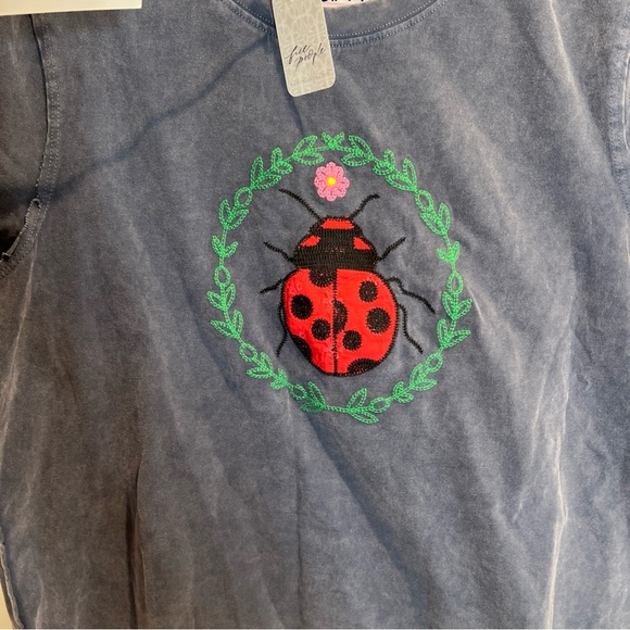 Free People Tricia Fix Eyelet Embroidered Ladybug 🐞 Cute Animal Tee T Shirt - Picture 5 of 7